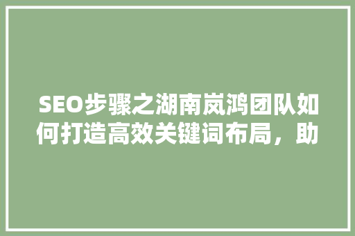 SEO步骤之湖南岚鸿团队如何打造高效关键词布局，助力企业网站优化