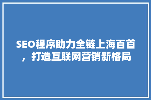 SEO程序助力全链上海百首，打造互联网营销新格局