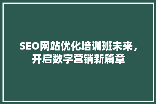 SEO网站优化培训班未来，开启数字营销新篇章