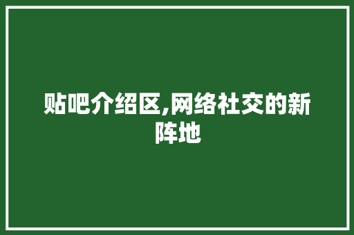 贴吧介绍区,网络社交的新阵地