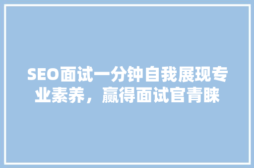 SEO面试一分钟自我展现专业素养，赢得面试官青睐