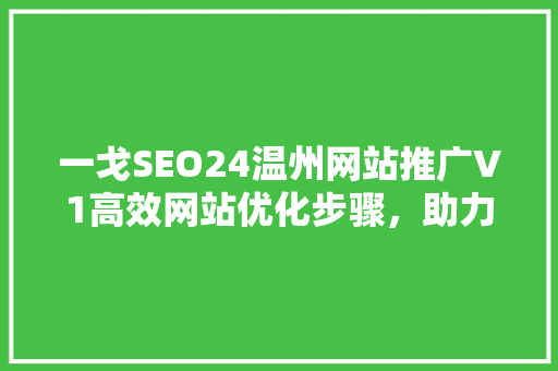 一戈SEO24温州网站推广V1高效网站优化步骤，助力企业腾飞