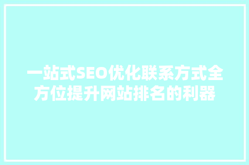 一站式SEO优化联系方式全方位提升网站排名的利器