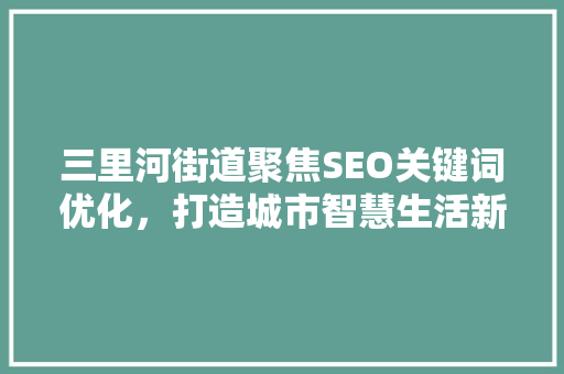 三里河街道聚焦SEO关键词优化，打造城市智慧生活新标杆