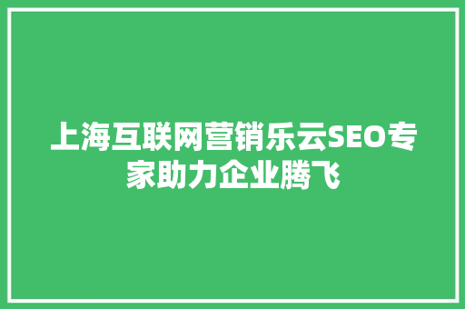 上海互联网营销乐云SEO专家助力企业腾飞