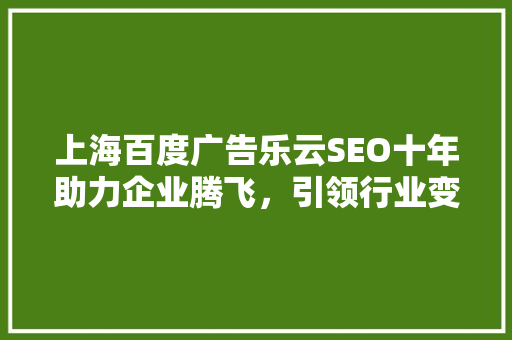 上海百度广告乐云SEO十年助力企业腾飞，引领行业变革