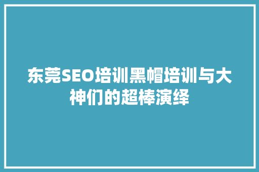 东莞SEO培训黑帽培训与大神们的超棒演绎