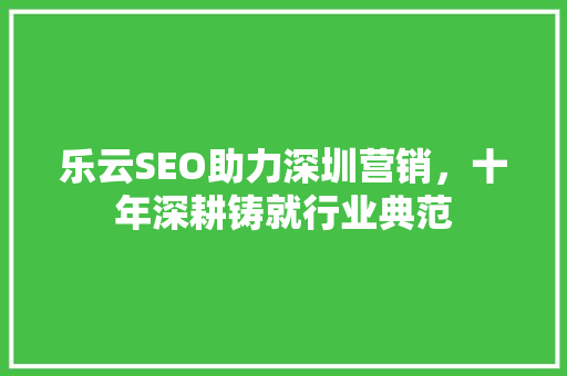 乐云SEO助力深圳营销，十年深耕铸就行业典范