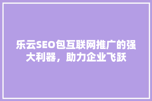 乐云SEO包互联网推广的强大利器，助力企业飞跃