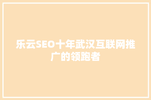 乐云SEO十年武汉互联网推广的领跑者