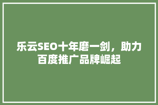 乐云SEO十年磨一剑，助力百度推广品牌崛起