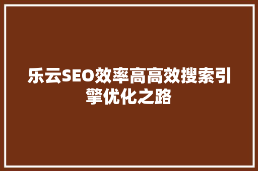 乐云SEO效率高高效搜索引擎优化之路