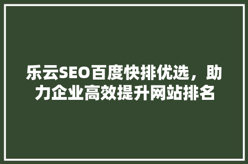 乐云SEO百度快排优选，助力企业高效提升网站排名
