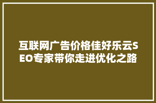 互联网广告价格佳好乐云SEO专家带你走进优化之路