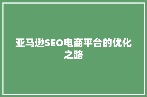 亚马逊SEO电商平台的优化之路 建站教程
