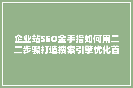 企业站SEO金手指如何用二二步骤打造搜索引擎优化首选