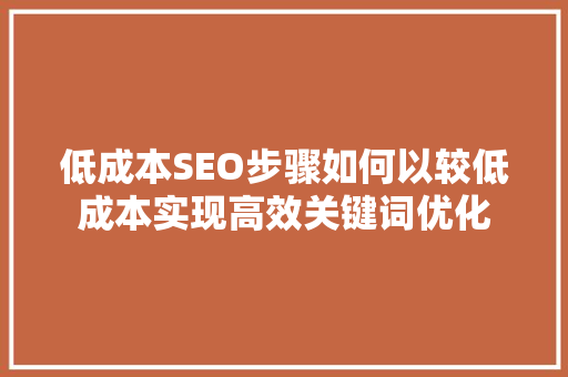 低成本SEO步骤如何以较低成本实现高效关键词优化