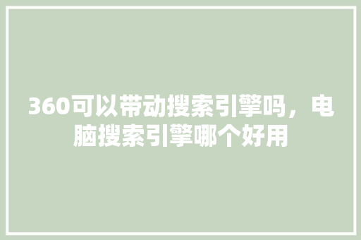 360可以带动搜索引擎吗，电脑搜索引擎哪个好用 Web前端