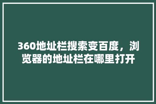 360地址栏搜索变百度，浏览器的地址栏在哪里打开 建站教程