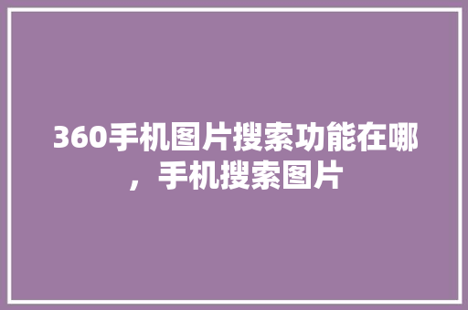 360手机图片搜索功能在哪，手机搜索图片