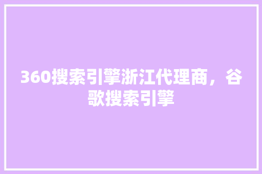 360搜索引擎浙江代理商，谷歌搜索引擎