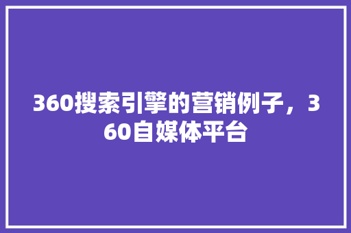 360搜索引擎的营销例子，360自媒体平台