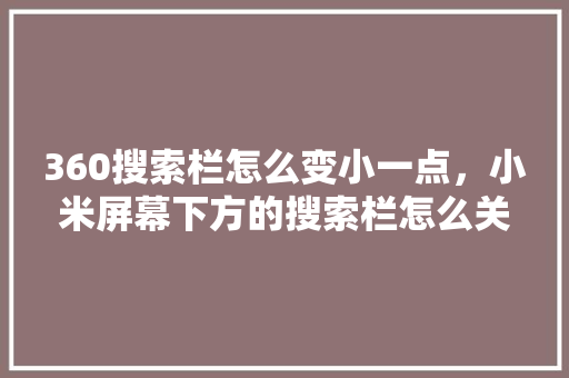 360搜索栏怎么变小一点，小米屏幕下方的搜索栏怎么关闭