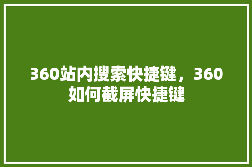 360站内搜索快捷键，360如何截屏快捷键