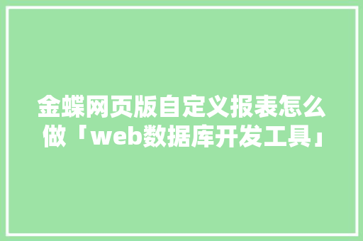 金蝶网页版自定义报表怎么做「web数据库开发工具」 金蝶网页版自定义报表怎么做「web数据库开发工具」 Web前端