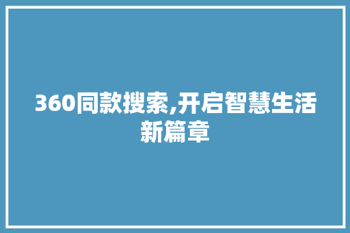 360同款搜索,开启智慧生活新篇章
