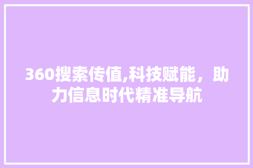 360搜索传值,科技赋能，助力信息时代精准导航