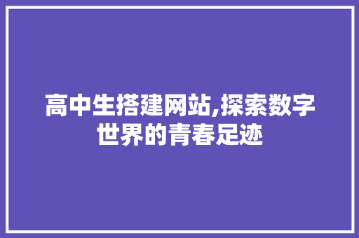 高中生搭建网站,探索数字世界的青春足迹 高中生搭建网站,探索数字世界的青春足迹 友链在线