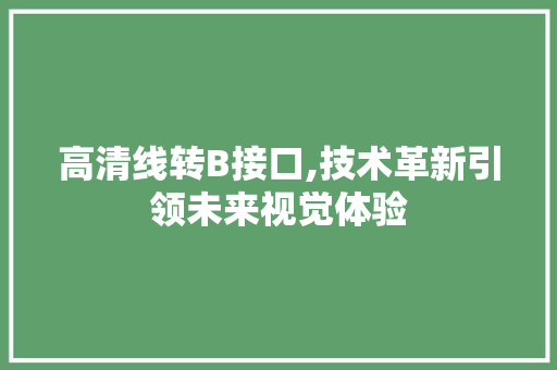 高清线转B接口,技术革新引领未来视觉体验 高清线转B接口,技术革新引领未来视觉体验 Web前端