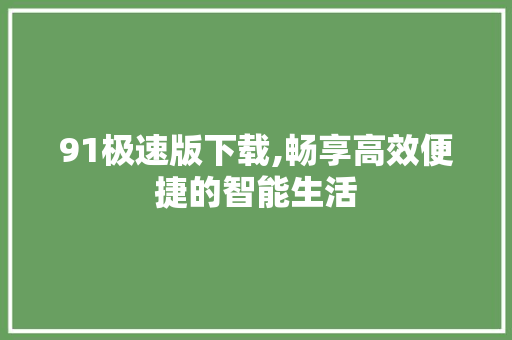 91极速版下载,畅享高效便捷的智能生活