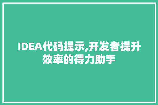 IDEA代码提示,开发者提升效率的得力助手
