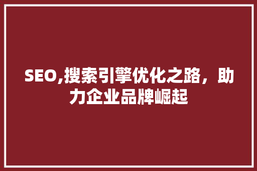 SEO,搜索引擎优化之路，助力企业品牌崛起