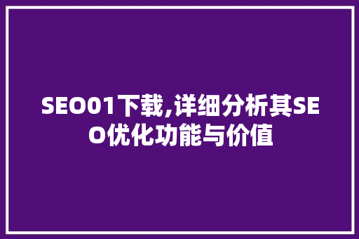 SEO01下载,详细分析其SEO优化功能与价值