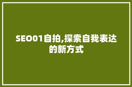 SEO01自拍,探索自我表达的新方式