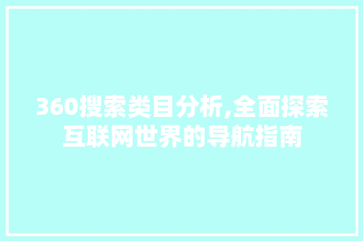 360搜索类目分析,全面探索互联网世界的导航指南