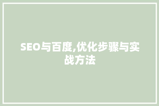 SEO与百度,优化步骤与实战方法 SEO与百度,优化步骤与实战方法 建站教程