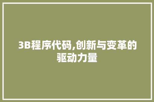 3B程序代码,创新与变革的驱动力量