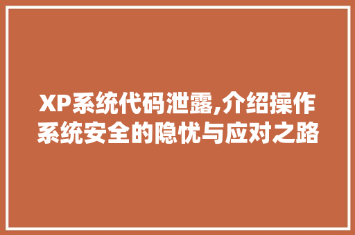 XP系统代码泄露,介绍操作系统安全的隐忧与应对之路