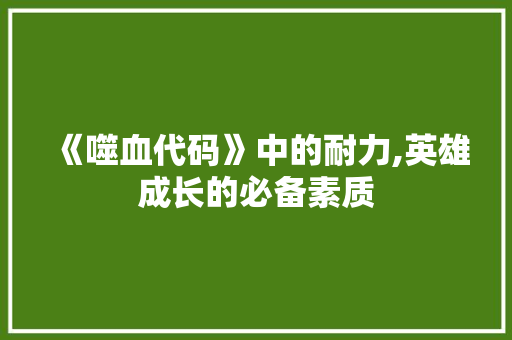 《噬血代码》中的耐力,英雄成长的必备素质