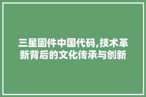 三星固件中国代码,技术革新背后的文化传承与创新 三星固件中国代码,技术革新背后的文化传承与创新 建站教程