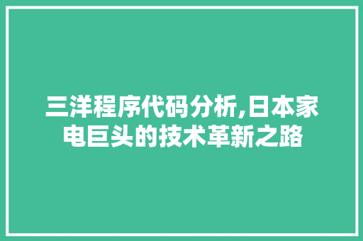 三洋程序代码分析,日本家电巨头的技术革新之路