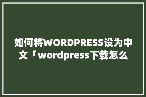 如何将WORDPRESS设为中文「wordpress下载怎么安装」 如何将WORDPRESS设为中文「wordpress下载怎么安装」 友链在线