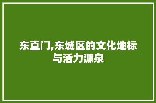 东直门,东城区的文化地标与活力源泉 东直门,东城区的文化地标与活力源泉 Web前端