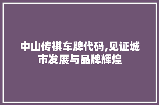 中山传祺车牌代码,见证城市发展与品牌辉煌 中山传祺车牌代码,见证城市发展与品牌辉煌 友链在线