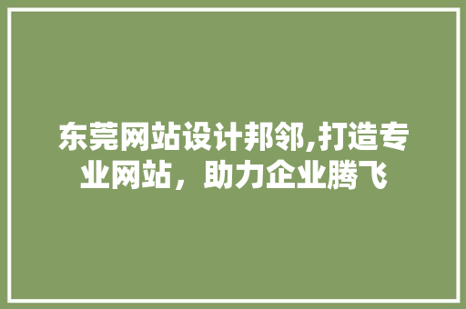 东莞网站设计邦邻,打造专业网站，助力企业腾飞
