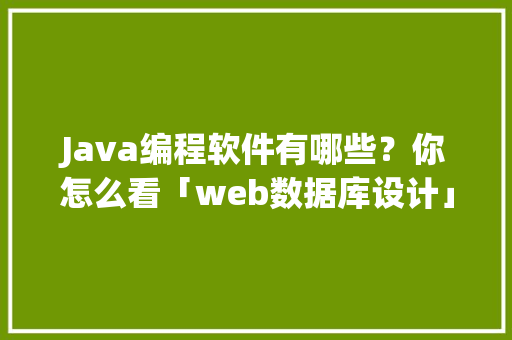 Java编程软件有哪些？你怎么看「web数据库设计」 Java编程软件有哪些？你怎么看「web数据库设计」 Web前端